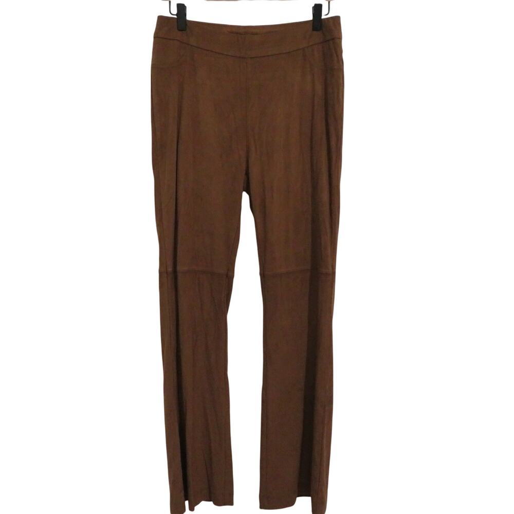 Soft Surroundings Women Sz S Brown Faux Suede High Rise Wide Leg Pants Boho